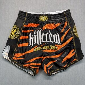 Kill Crew Muay Thai Shorts Orange Black Tiger Print Men's XL Fight Boxing Gym